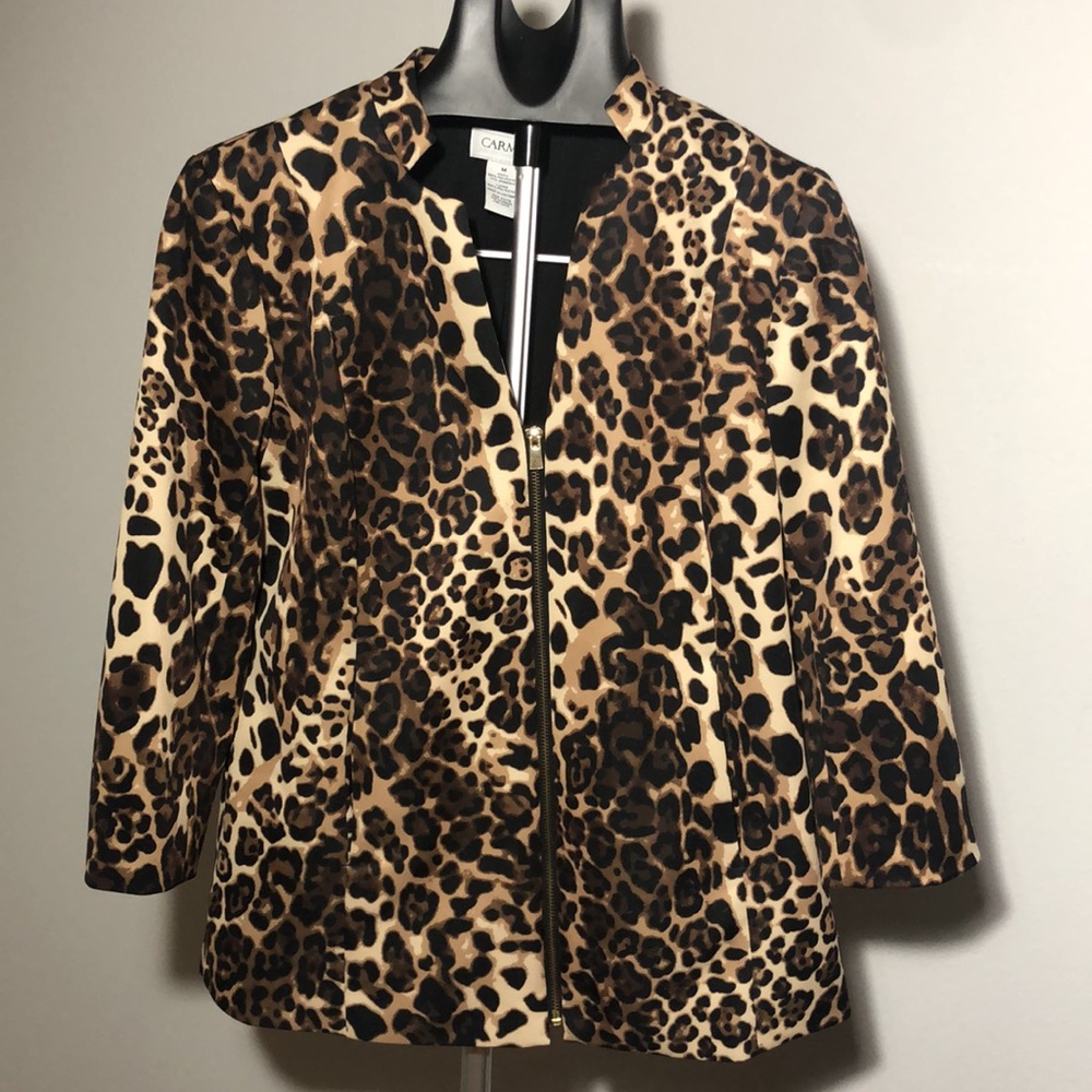 Carmen Marc Valvo Cheetah Animal Print Jacket Sz M